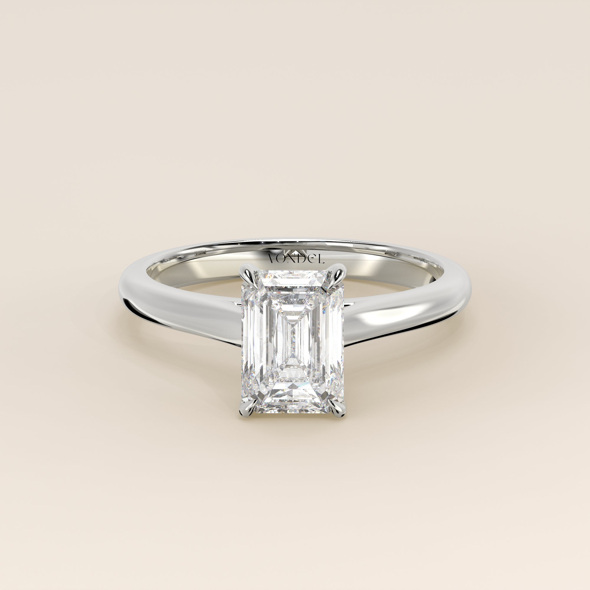 Verlovingsring emerald lab grown diamant met cathedral setting, witgoud
