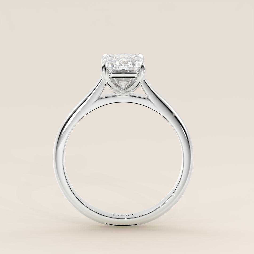 Verlovingsring emerald lab grown diamant met cathedral setting, witgoud