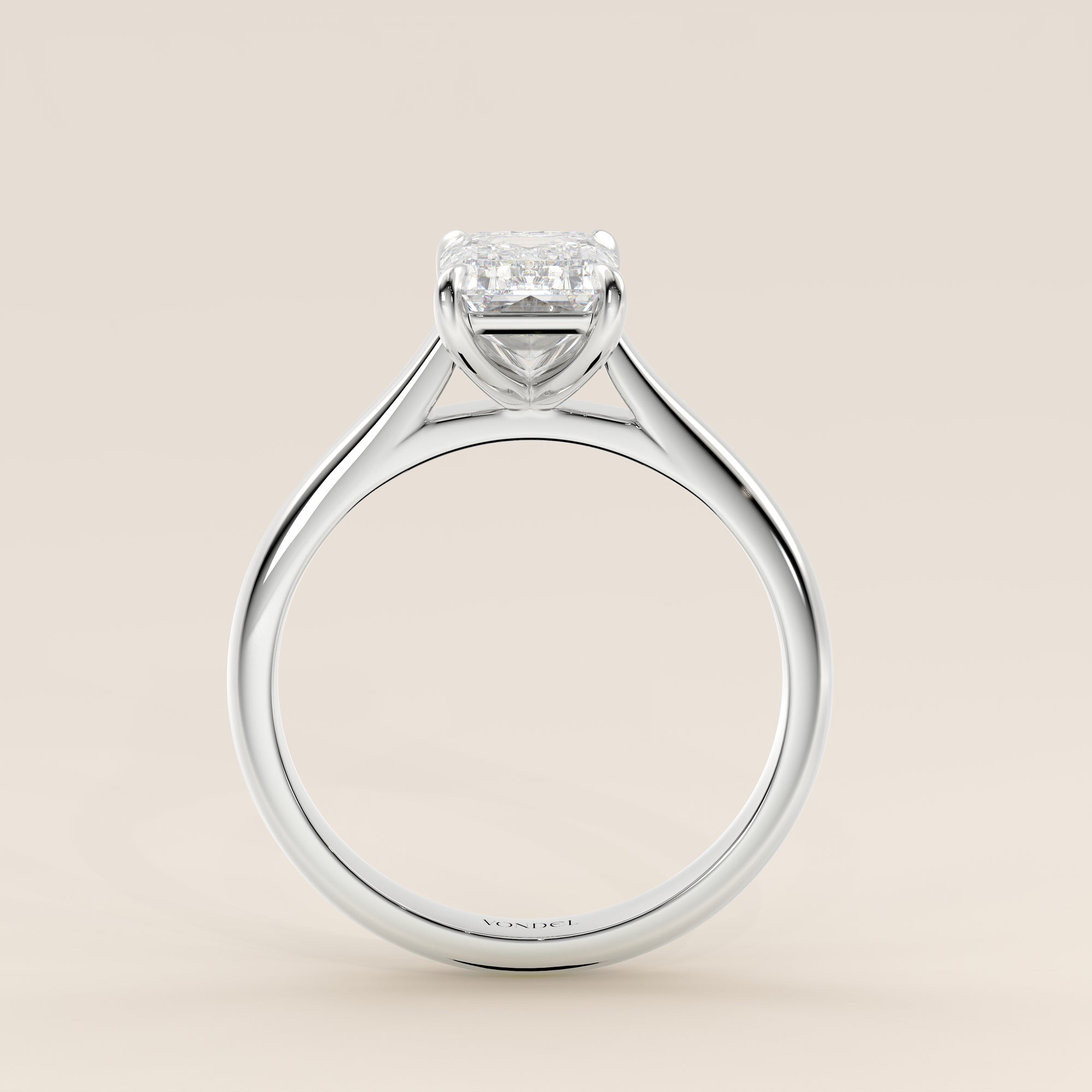 Verlovingsring emerald lab grown diamant met cathedral setting, witgoud