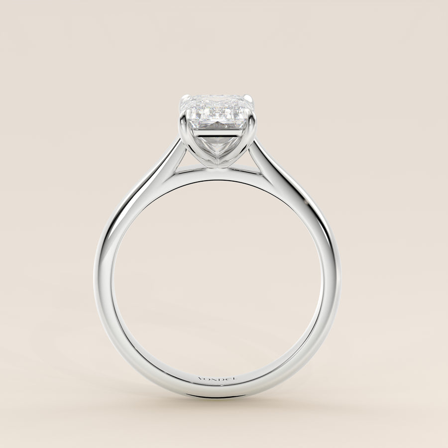 Verlovingsring emerald lab grown diamant met cathedral setting, witgoud