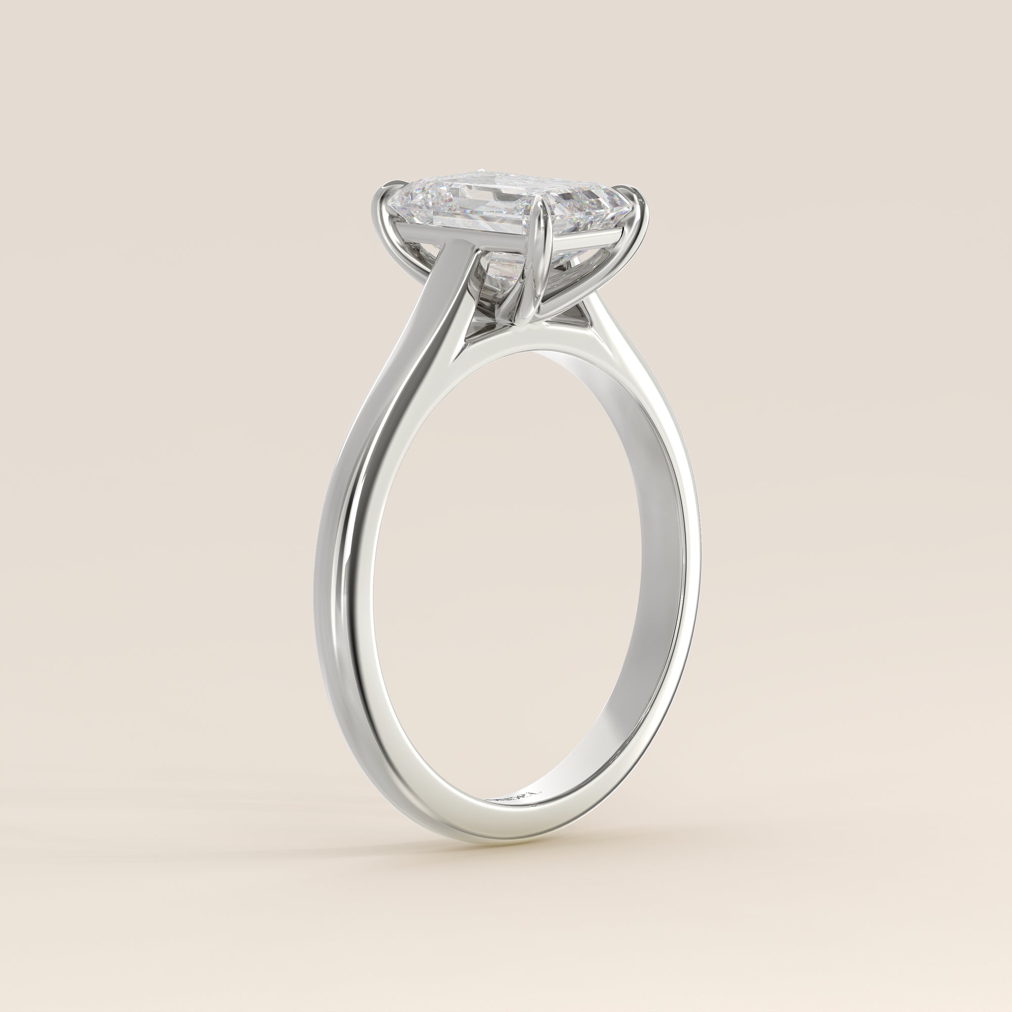 Verlovingsring emerald lab grown diamant met cathedral setting, witgoud