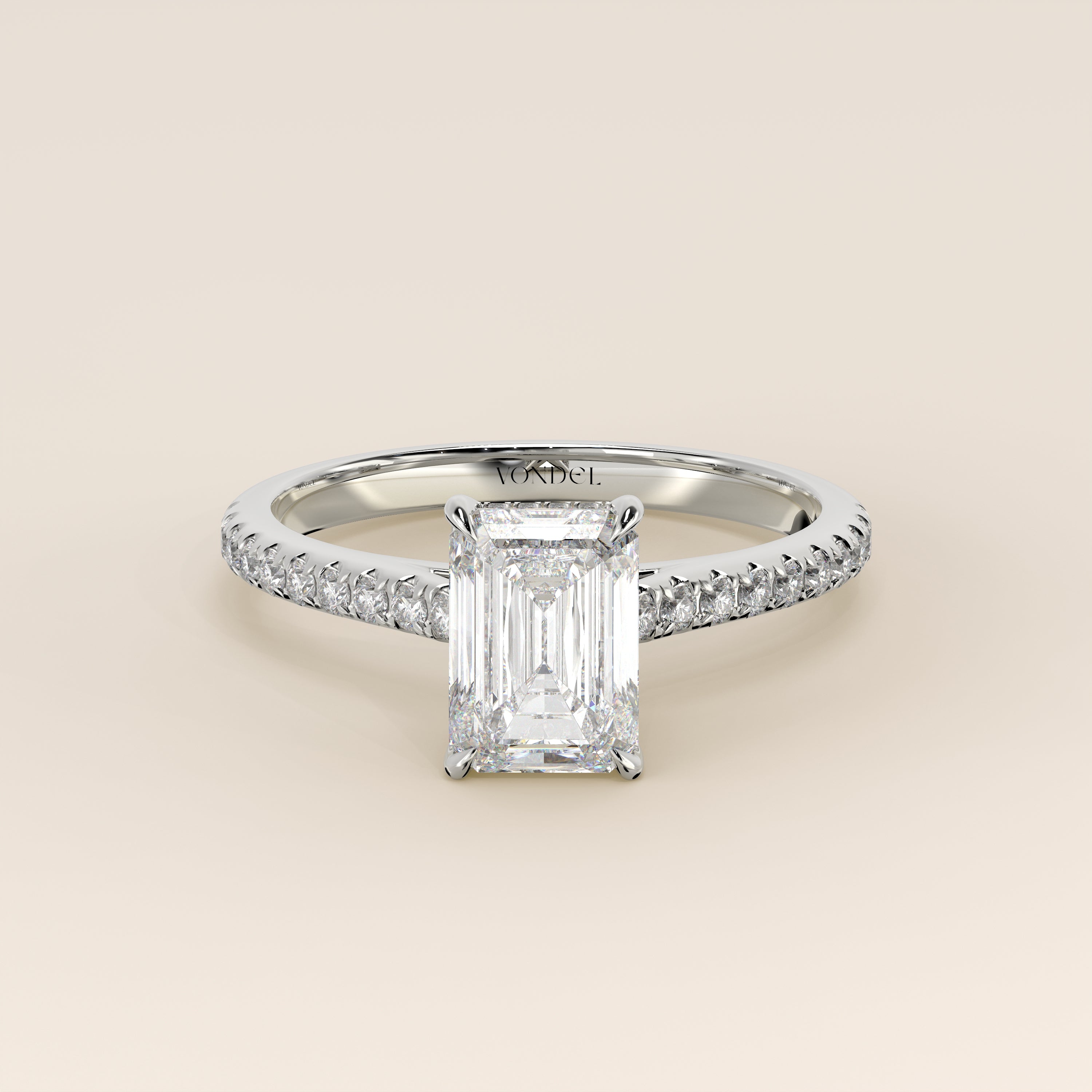 Lara - Emerald Solitaire Lab Grown Diamond Ring with Cathedral Setting ...