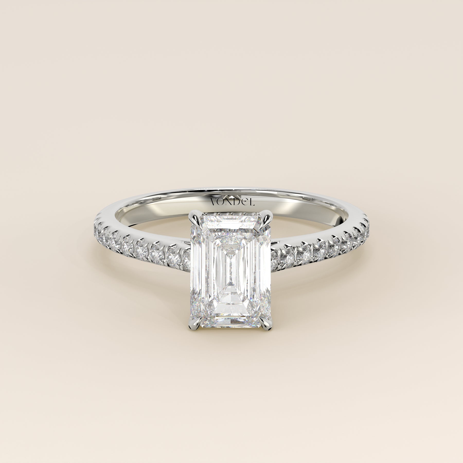 Lara - Emerald Solitaire Lab Grown Diamond Ring with Cathedral Setting ...