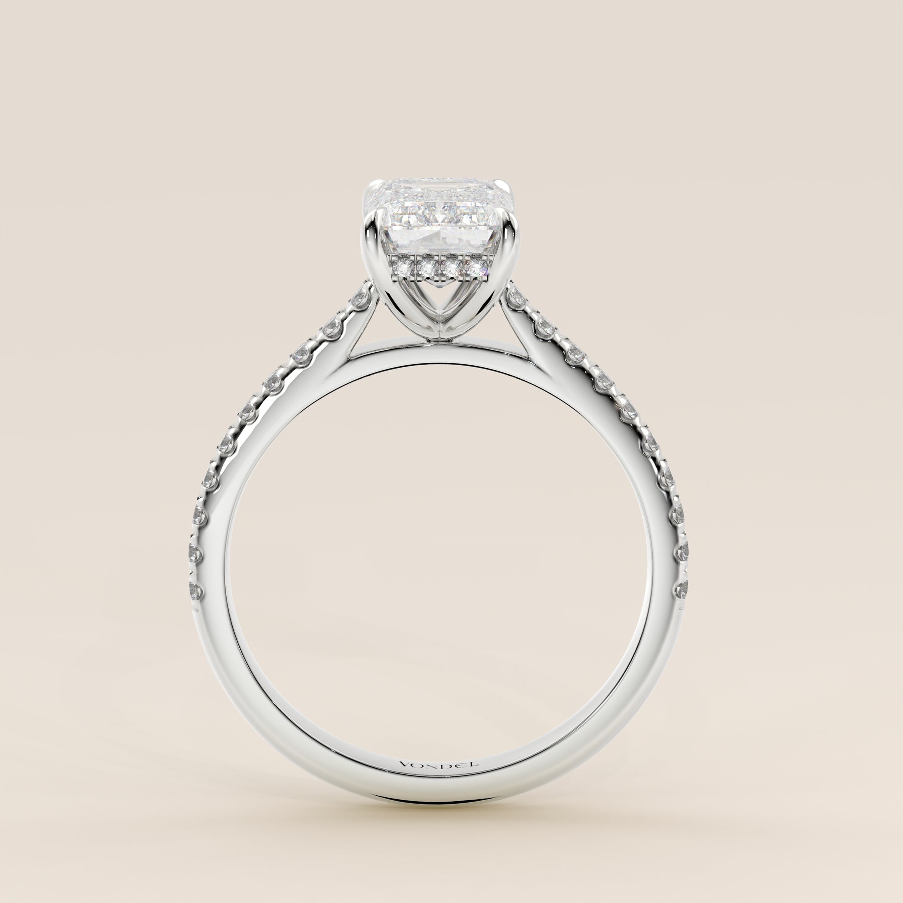 Lara - Emerald Solitaire Lab Grown Diamond Ring with Cathedral Setting ...