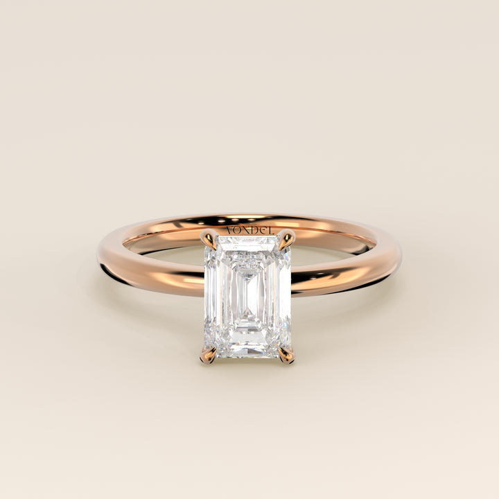 Verlobungsring mit smaragdgrünem, im Labor gezüchtetem Diamanten, Roségold