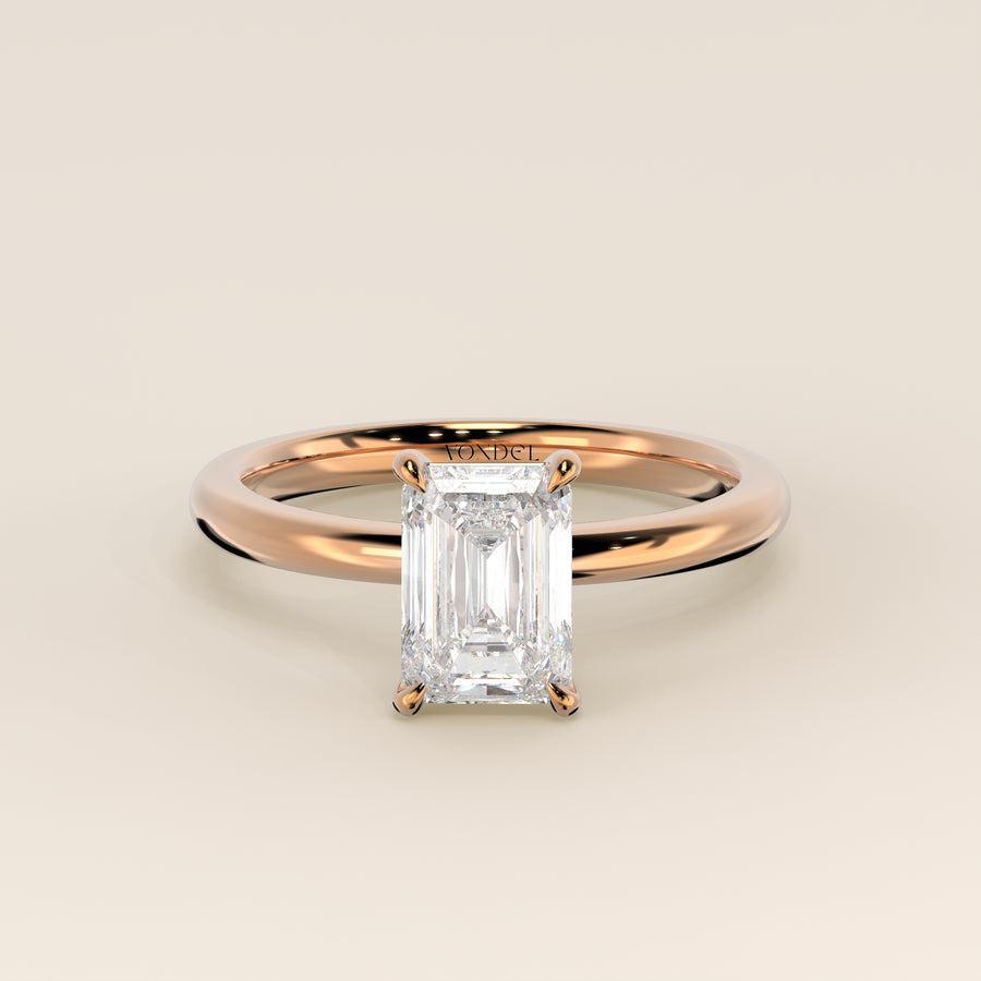 Verlovingsring emerald lab grown diamant, rosegoud