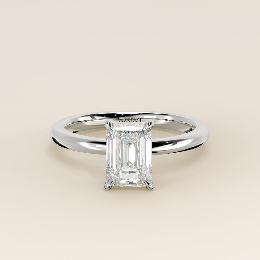 Verlobungsring mit Smaragd und im Labor gezüchtetem Diamanten, Weißgold