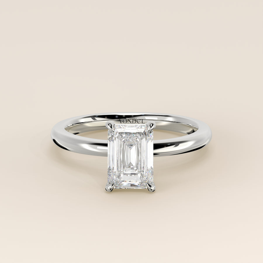 Verlovingsring emerald lab grown diamant, witgoud