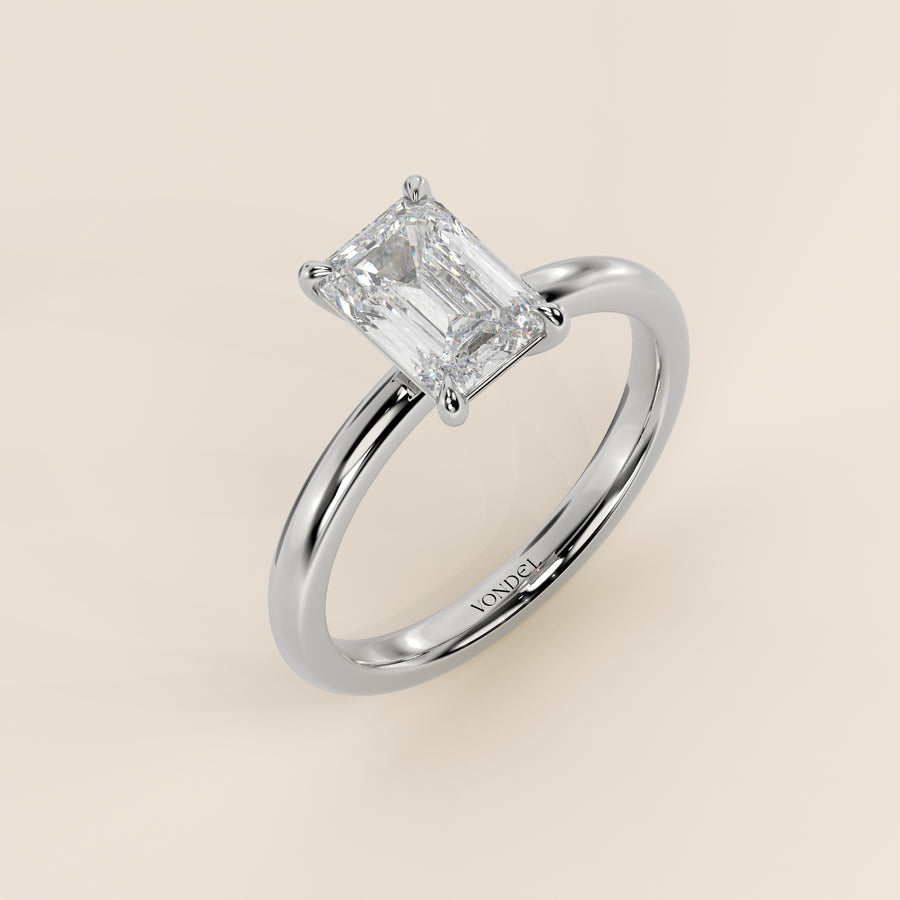 Verlovingsring emerald lab grown diamant, witgoud