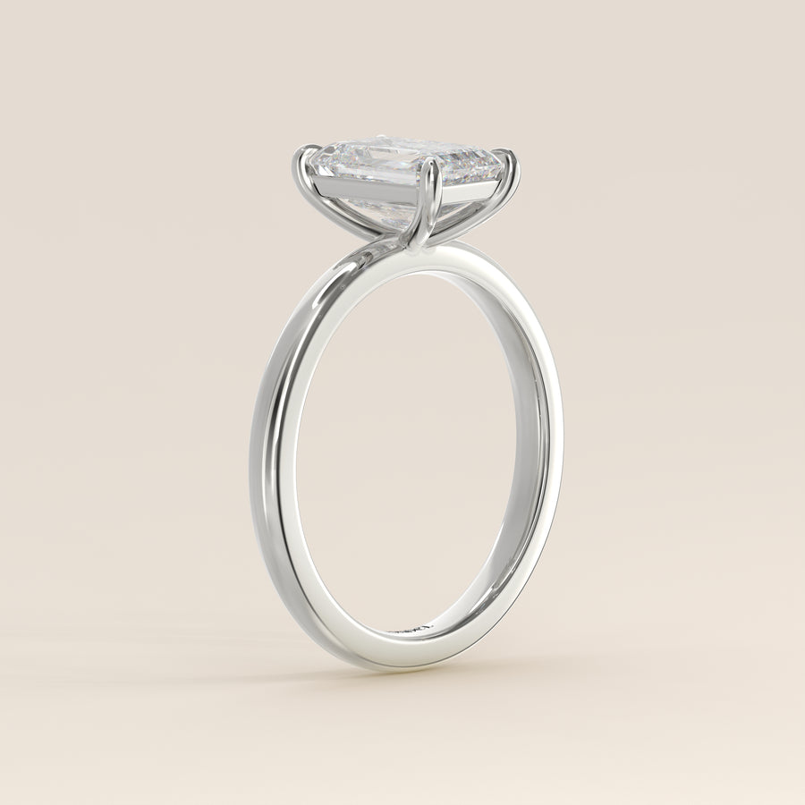 Verlovingsring emerald lab grown diamant, witgoud