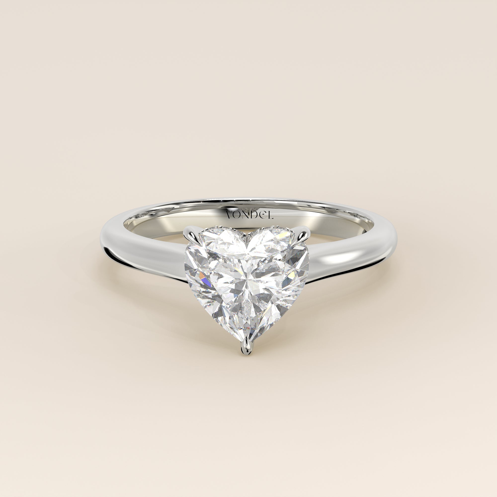 Verlovingsring hart lab grown diamant met cathedral setting en hidden halo, witgoud