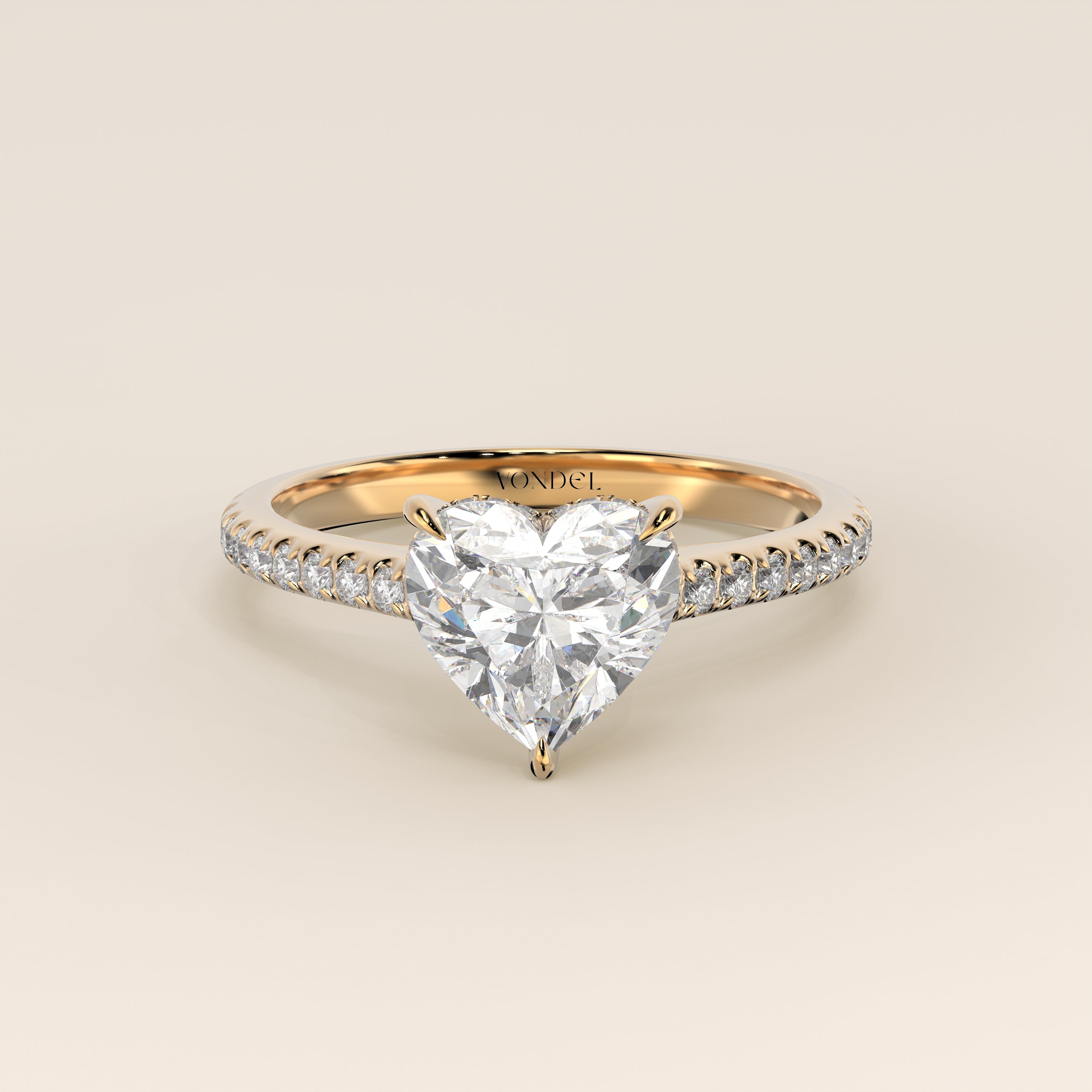 Lara - Heart Solitaire Lab Grown Diamond Ring with Cathedral Setting ...