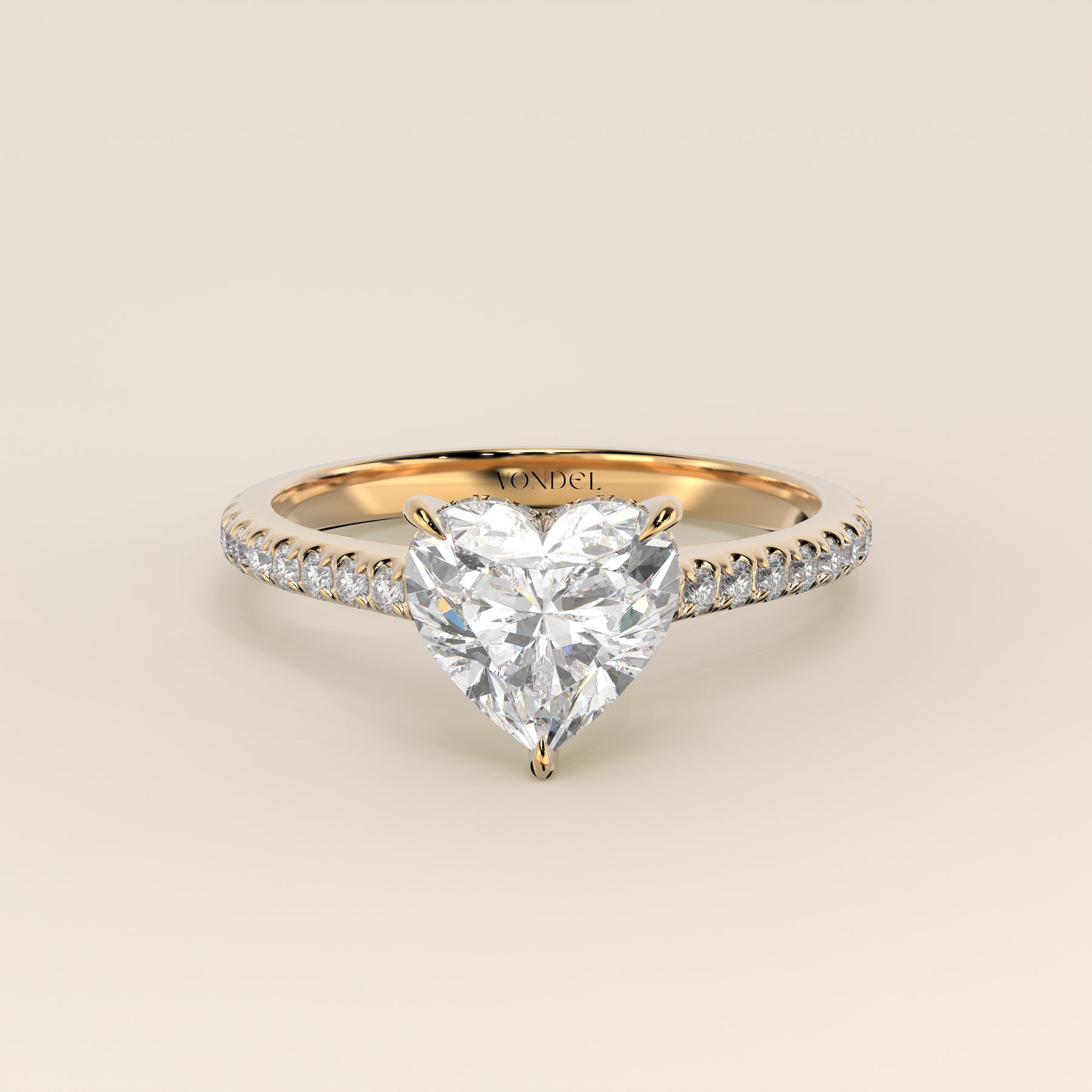 Lara - Heart Solitaire Lab Grown Diamond Ring with Cathedral Setting ...