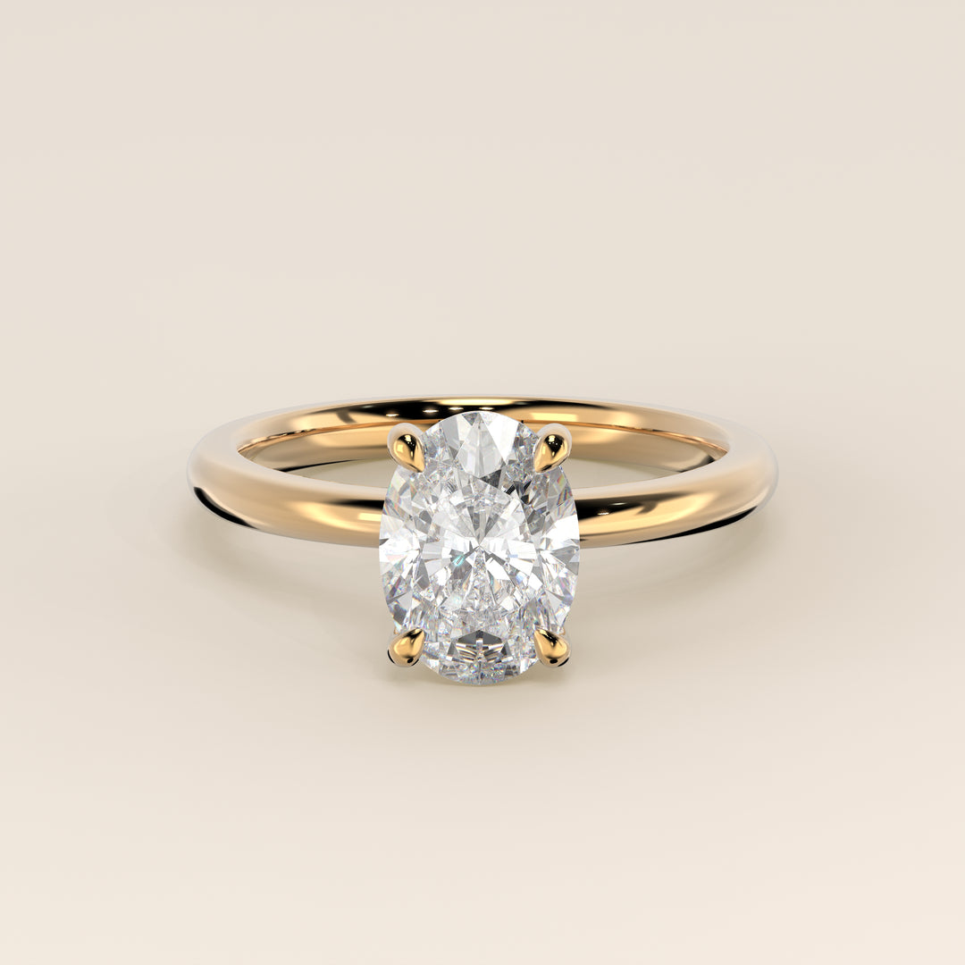 Verlovingsring ovaal lab grown diamant, geelgoud
