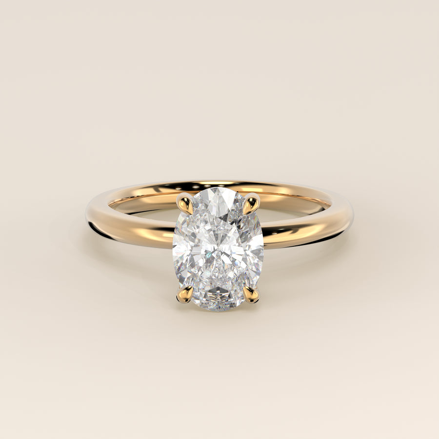 Verlovingsring ovaal lab grown diamant, geelgoud