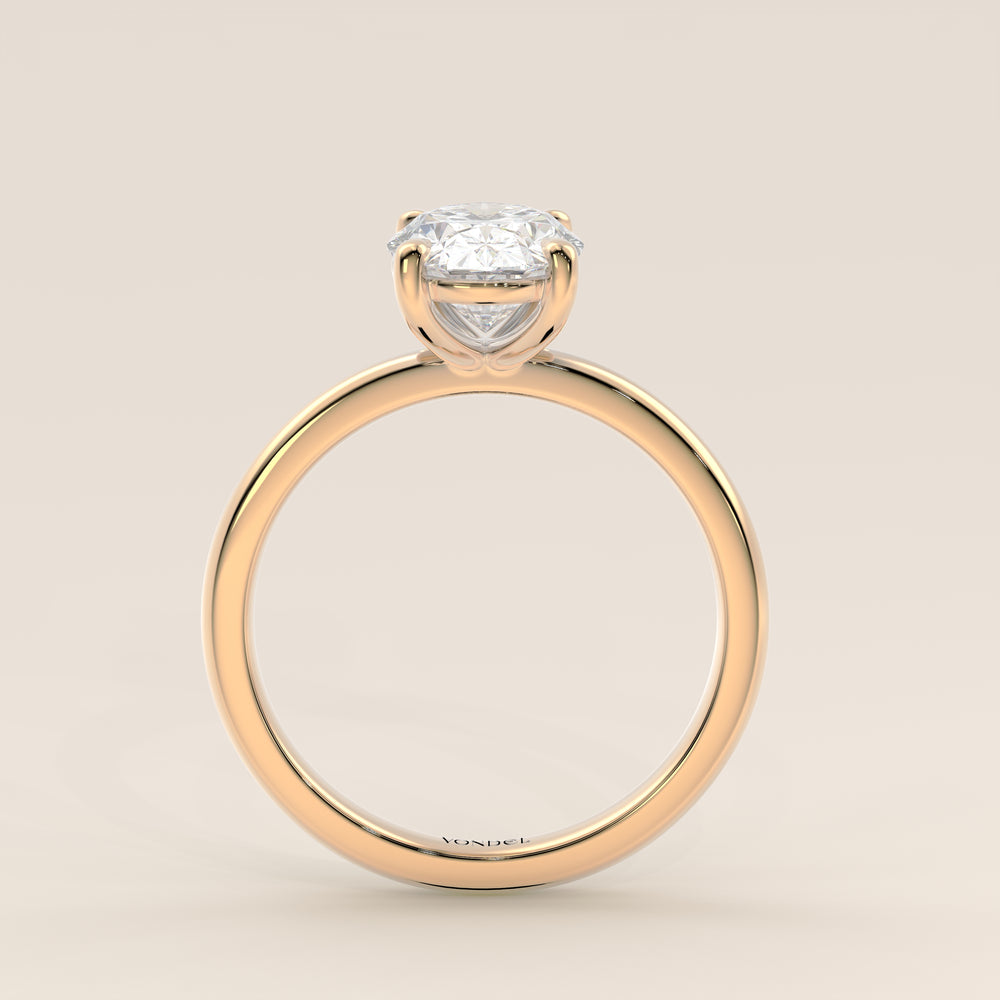 Verlovingsring ovaal lab grown diamant, geelgoud