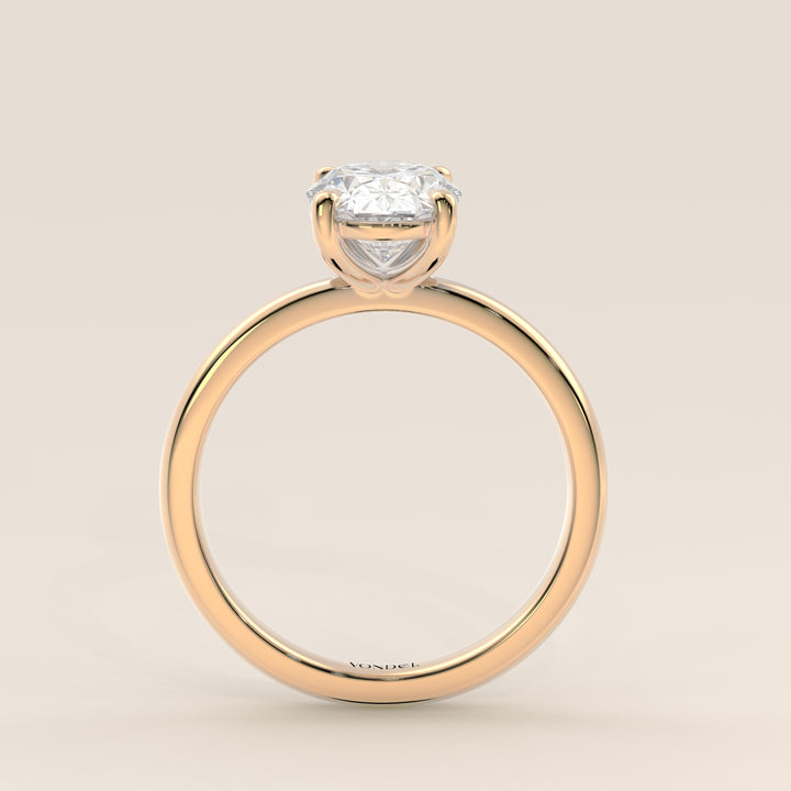 Verlovingsring ovaal lab grown diamant, geelgoud