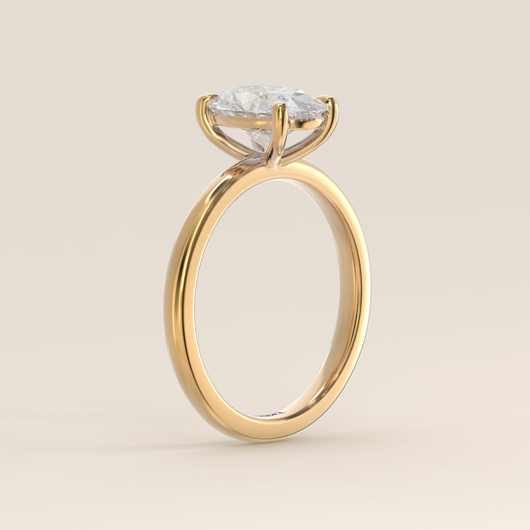 Verlovingsring ovaal lab grown diamant, geelgoud