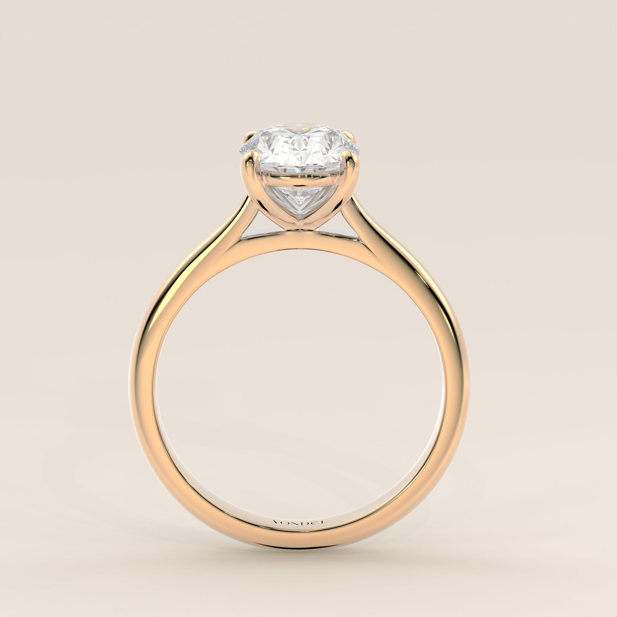Verlovingsring ovaal lab grown diamant met cathedral setting, geelgoud