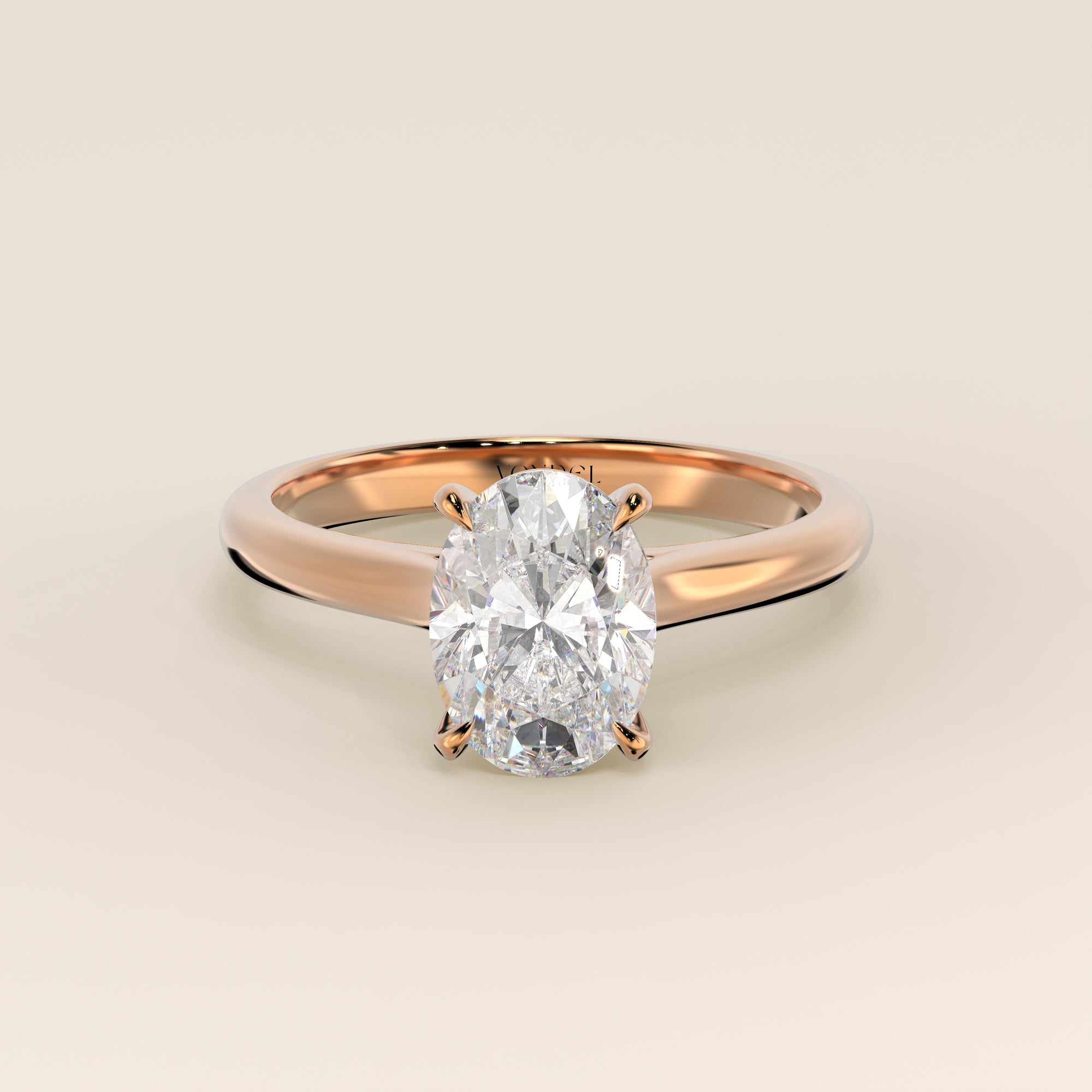 Verlovingsring ovaal lab grown diamant met cathedral setting, rosegoud