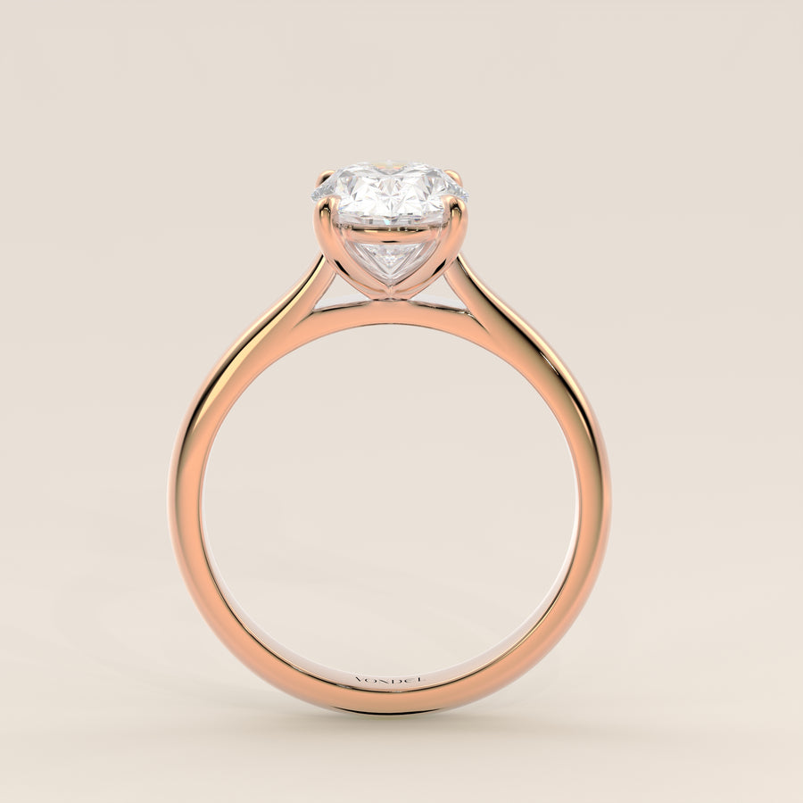 Verlovingsring ovaal lab grown diamant met cathedral setting, rosegoud
