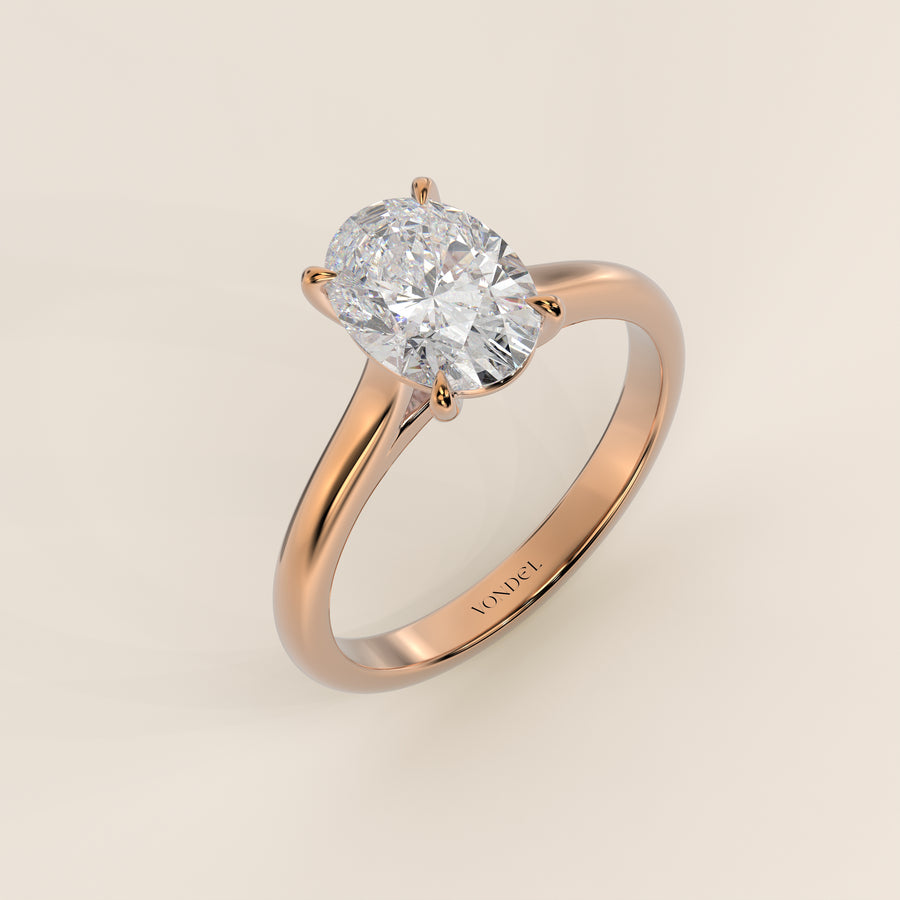 Verlovingsring ovaal lab grown diamant met cathedral setting, rosegoud