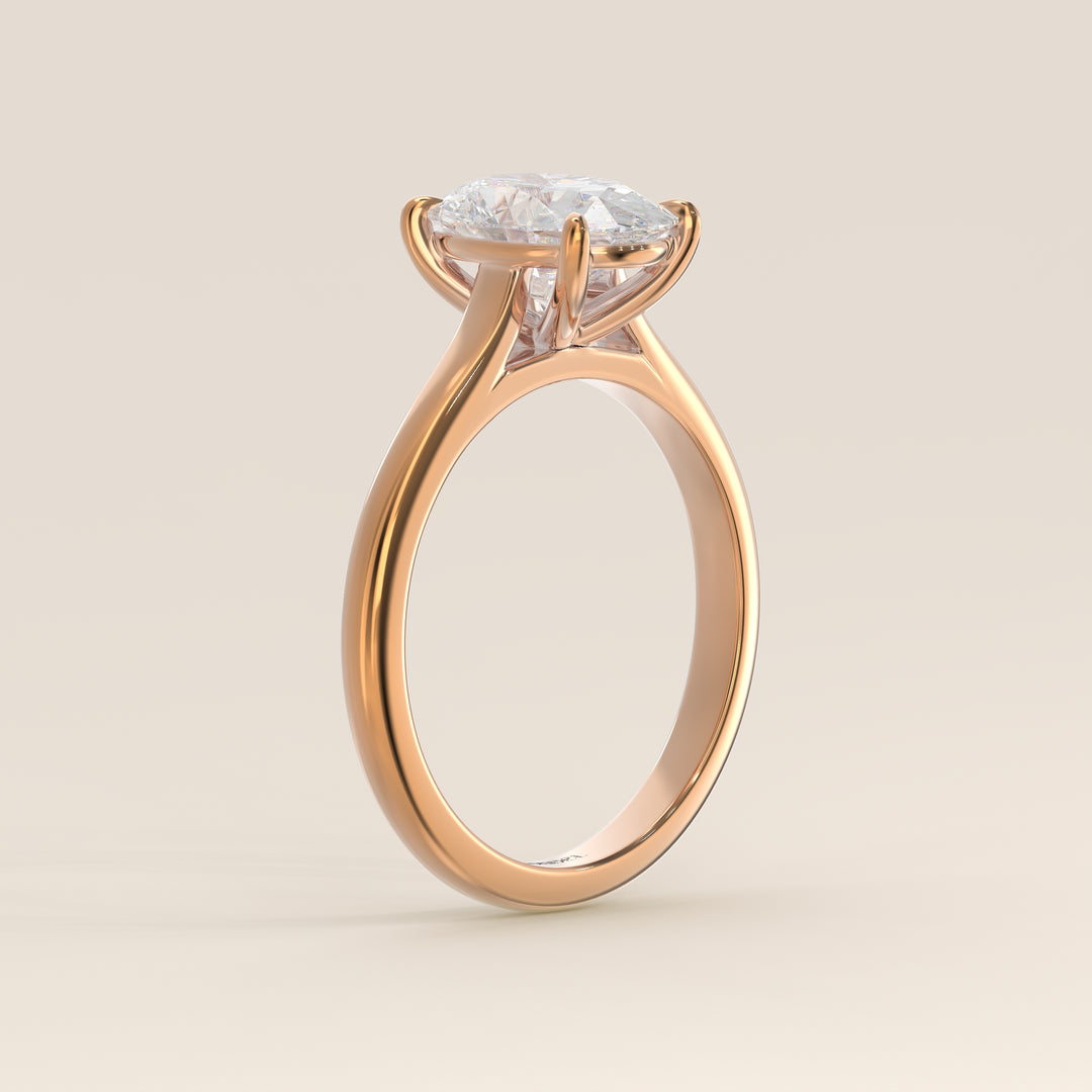 Verlovingsring ovaal lab grown diamant met cathedral setting, rosegoud