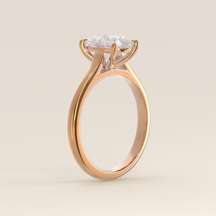Verlovingsring ovaal lab grown diamant met cathedral setting, rosegoud