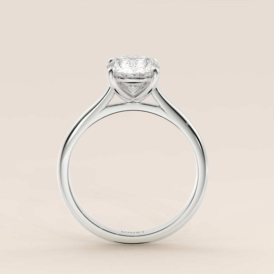Verlovingsring ovaal lab grown diamant met cathedral setting, witgoud
