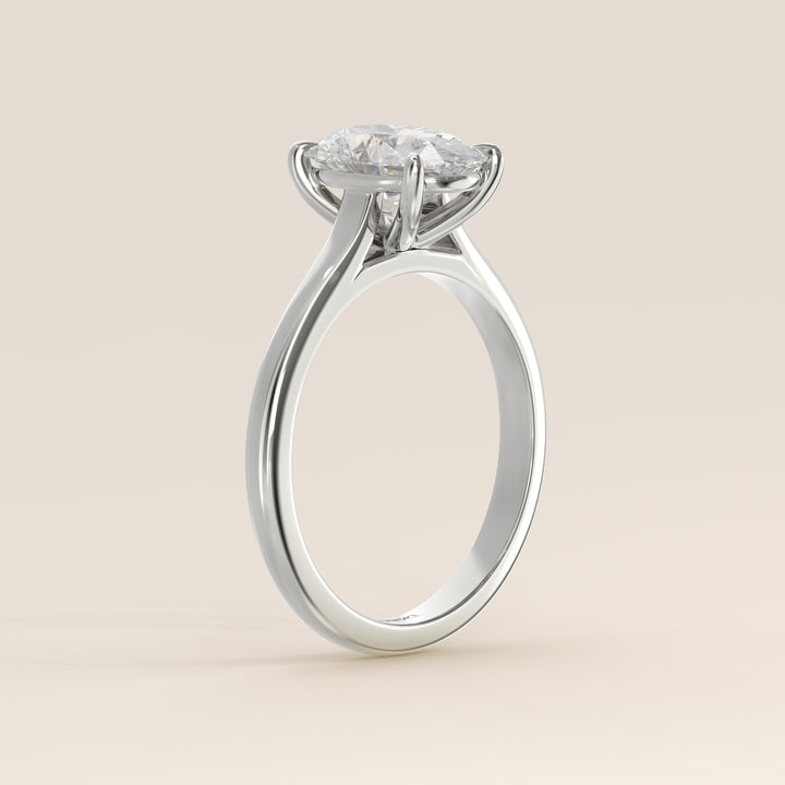 Verlovingsring ovaal lab grown diamant met cathedral setting, witgoud