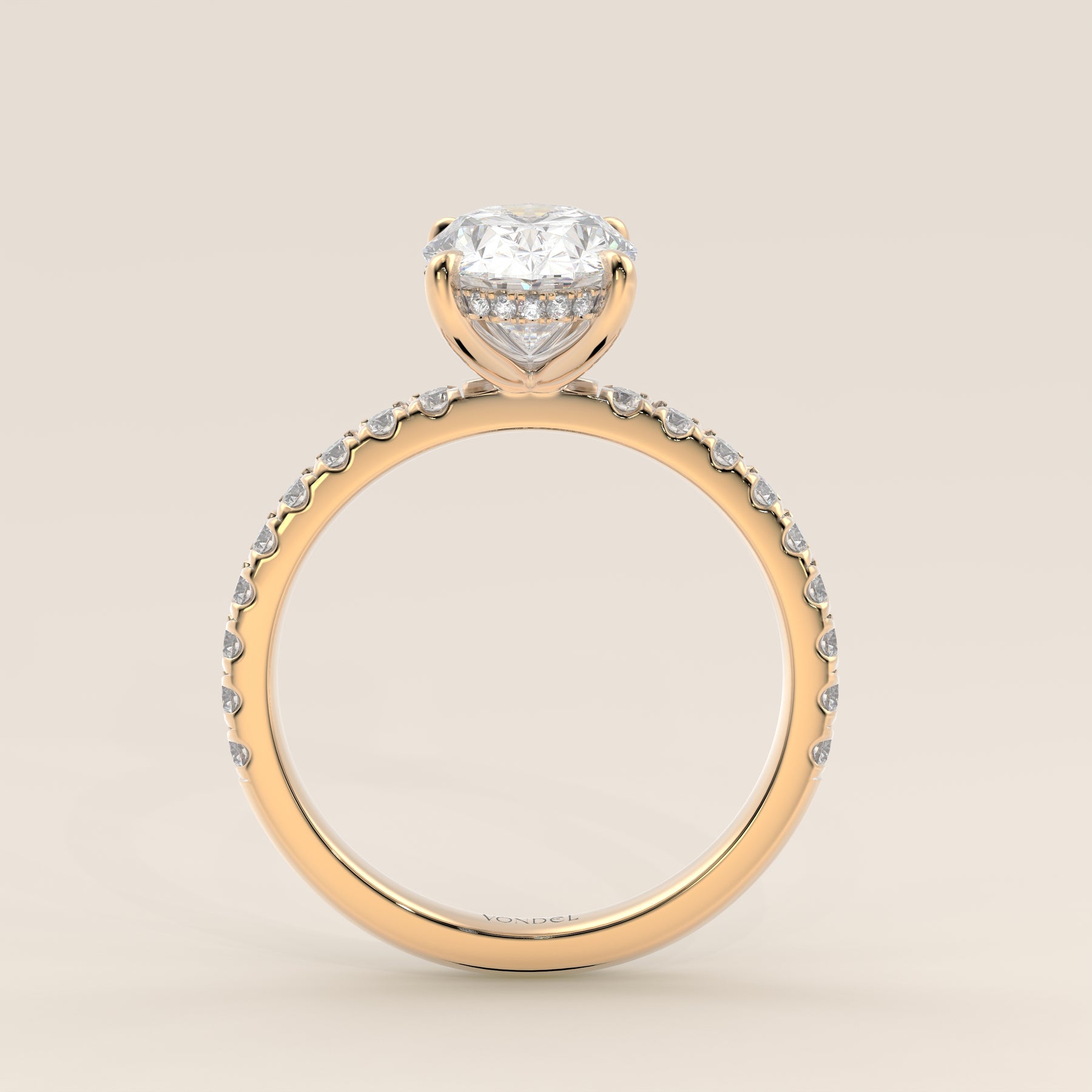 Sylvie - Oval Solitaire Lab Grown Diamond Ring with Hidden Halo and Pa ...