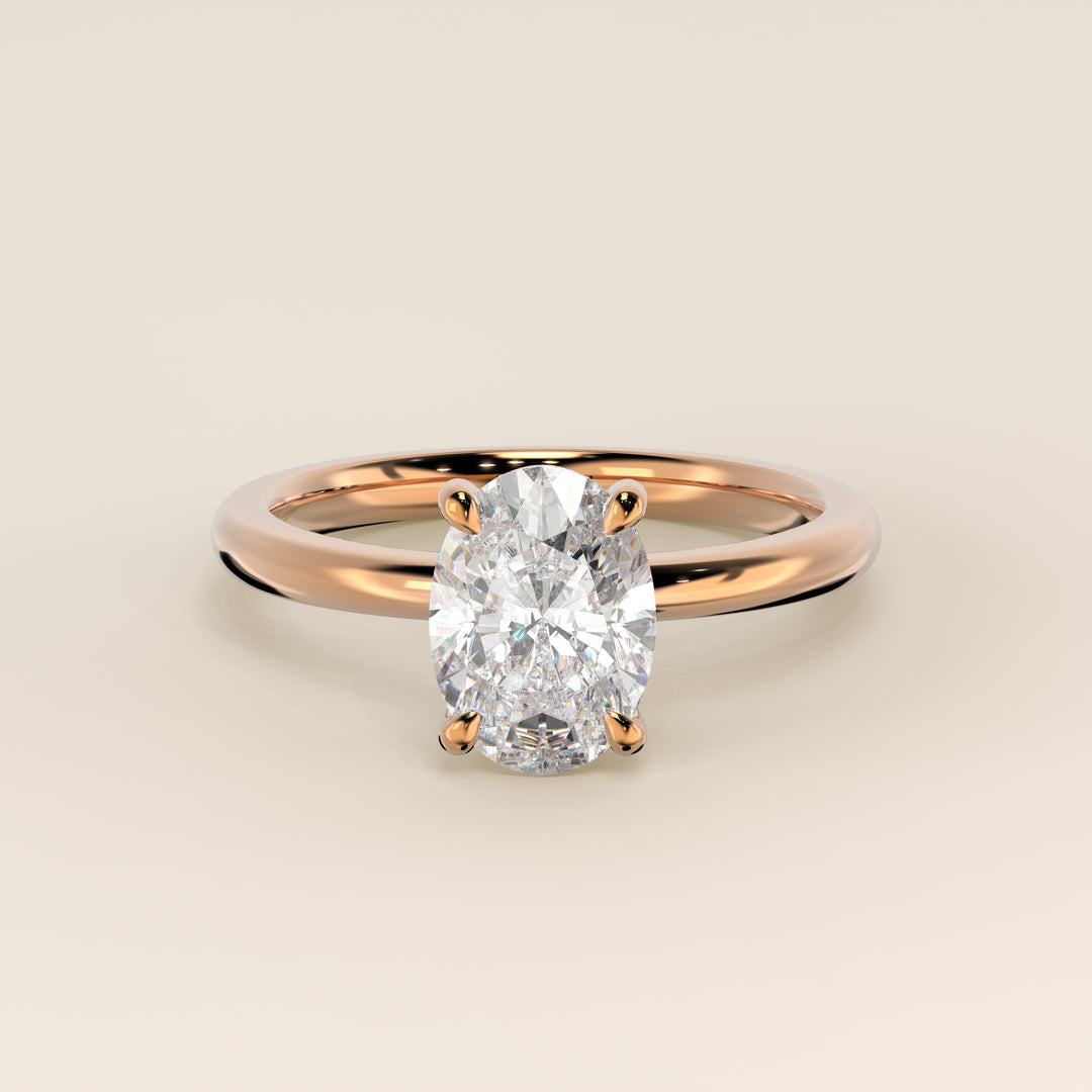 Verlovingsring ovaal lab grown diamant, rosegoud