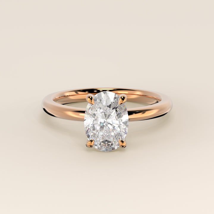 Verlovingsring ovaal lab grown diamant, rosegoud
