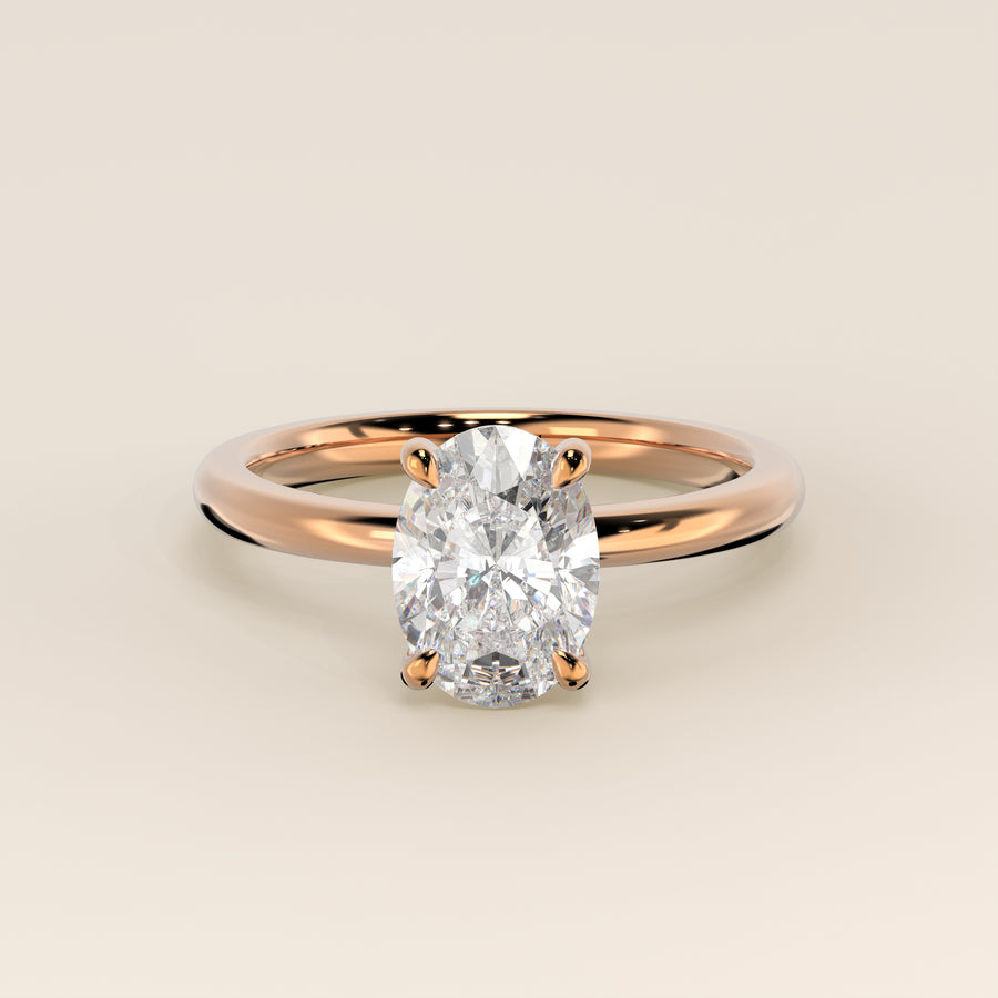 Verlovingsring ovaal lab grown diamant, rosegoud