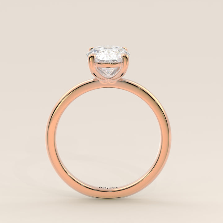 Verlovingsring ovaal lab grown diamant, rosegoud