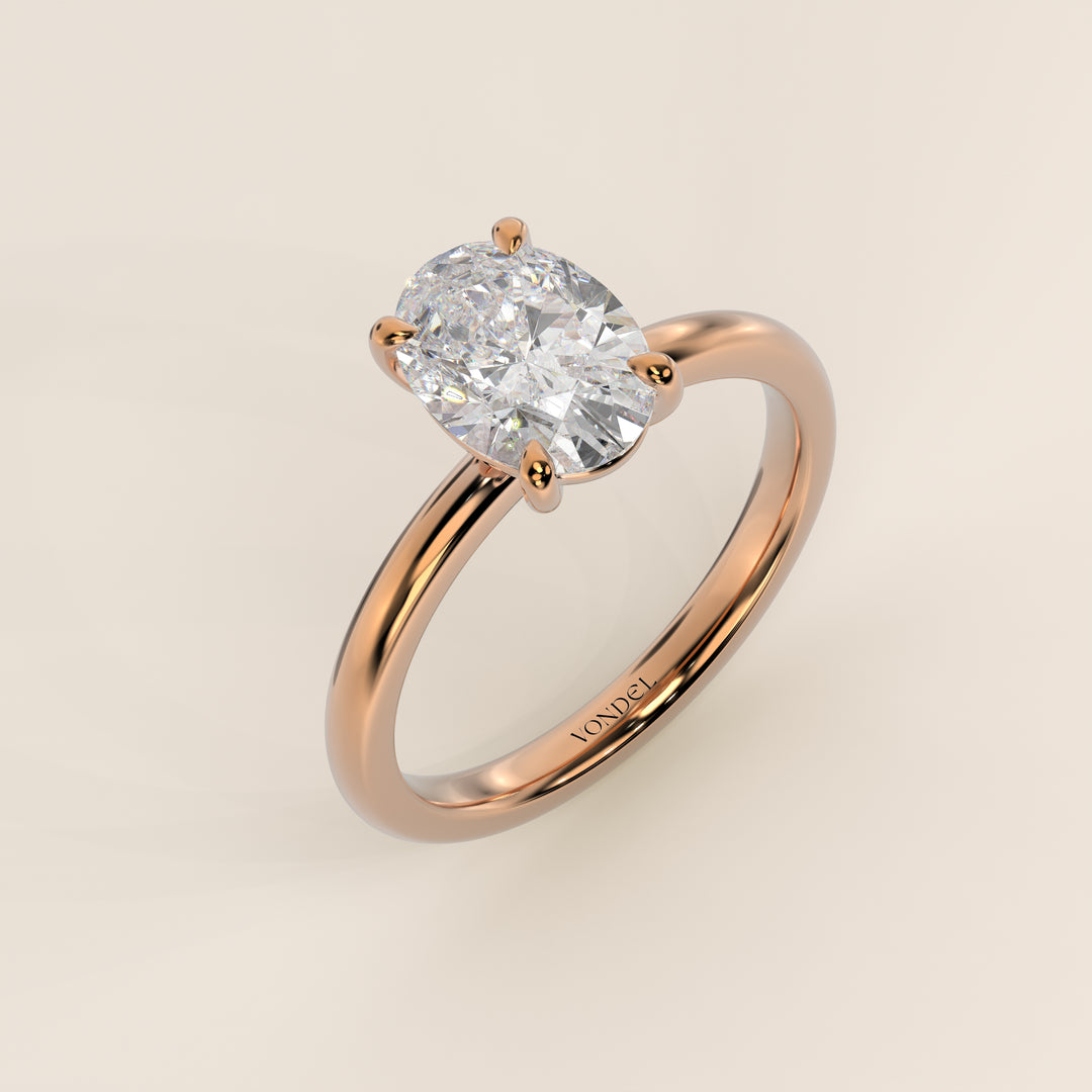 Verlovingsring ovaal lab grown diamant, rosegoud