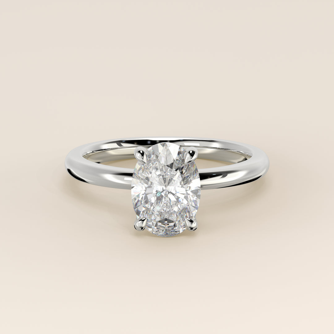 Verlovingsring ovaal lab grown diamant, witgoud