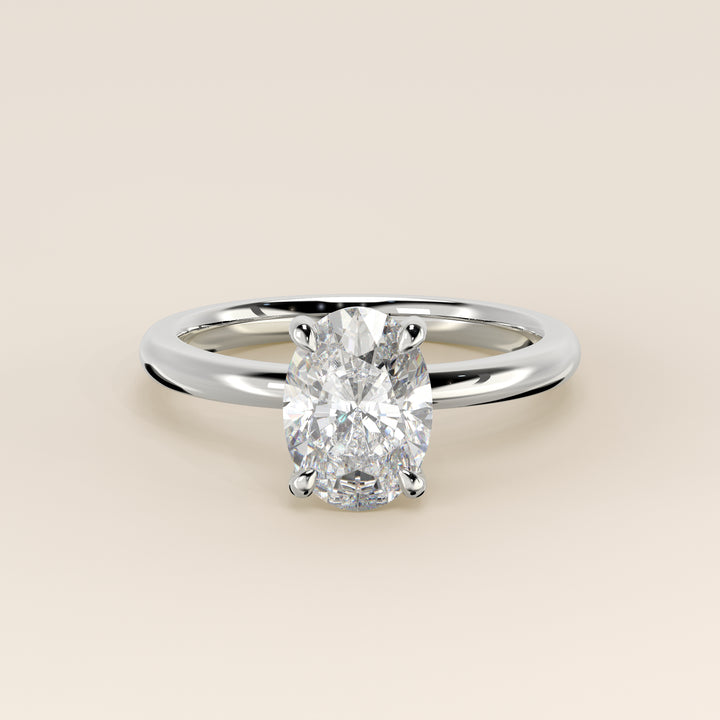 Verlovingsring ovaal lab grown diamant, witgoud