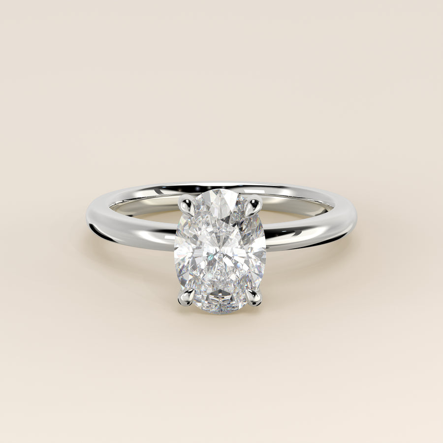 Verlovingsring ovaal lab grown diamant, witgoud