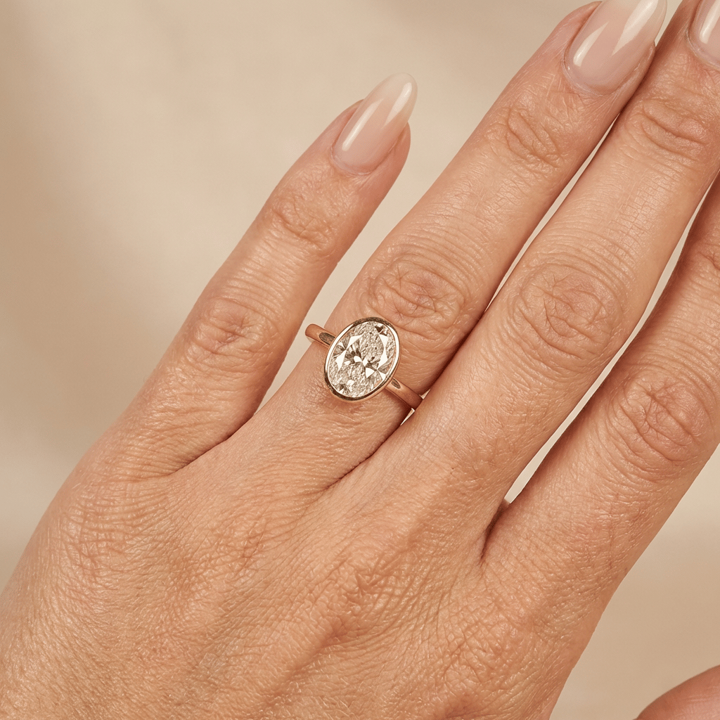 Verlovingsring ovaal met bezel zetting