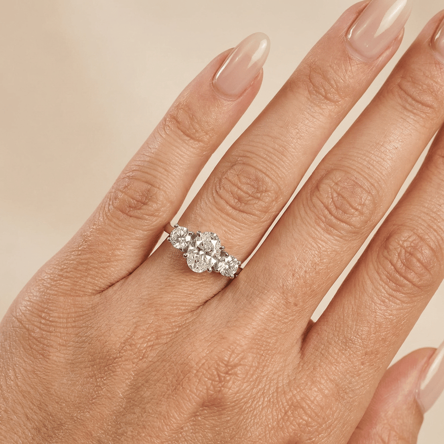 Verlovingsring ovaal trilogy lab grown diamiant platinum
