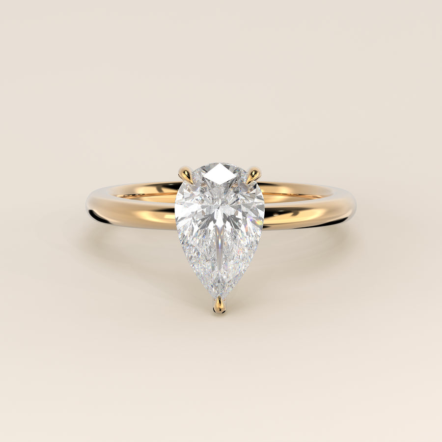 Verlovingsring peer lab grown diamant, geelgoud