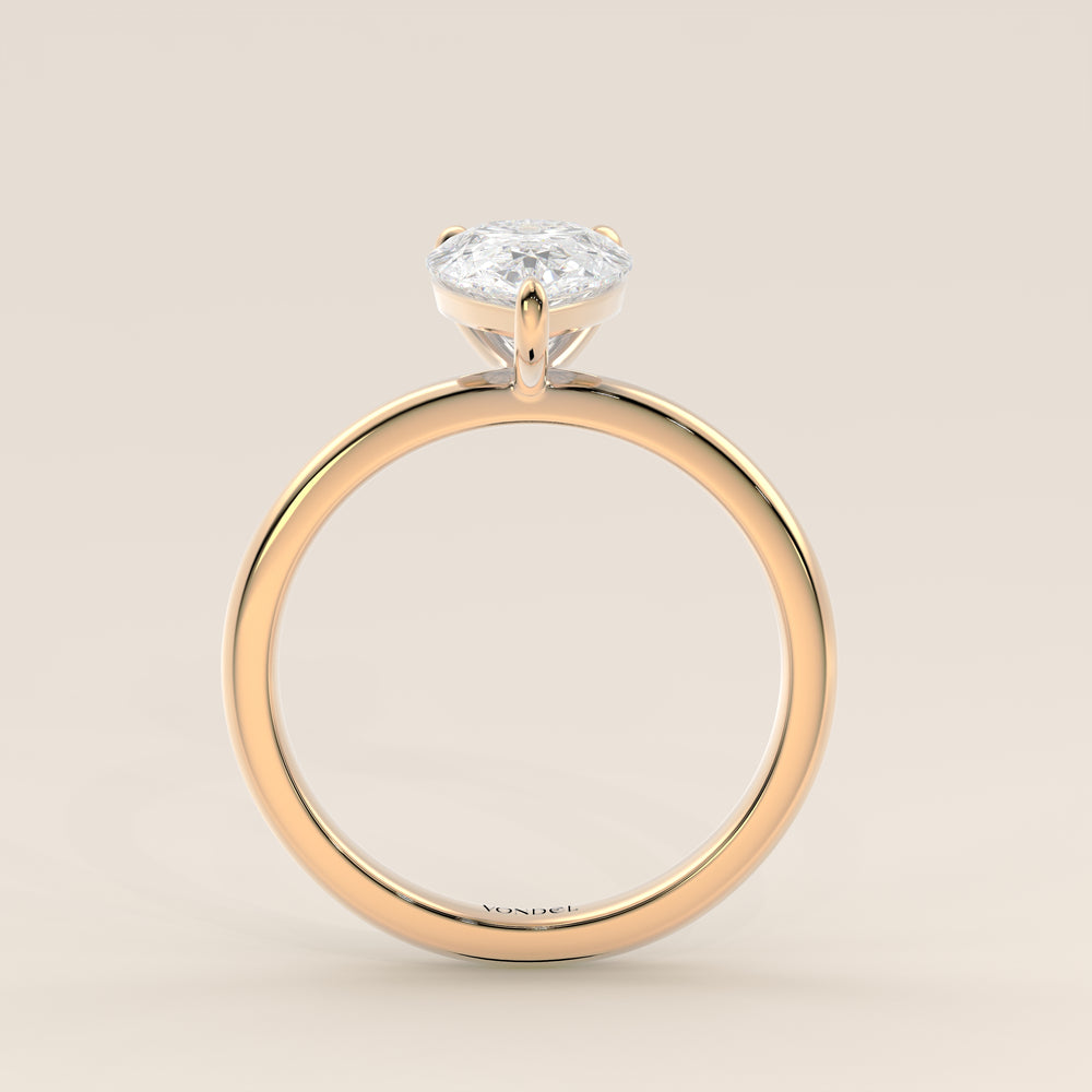 Verlobungsring mit birnenförmigem, im Labor gezüchtetem Diamanten, Gelbgold