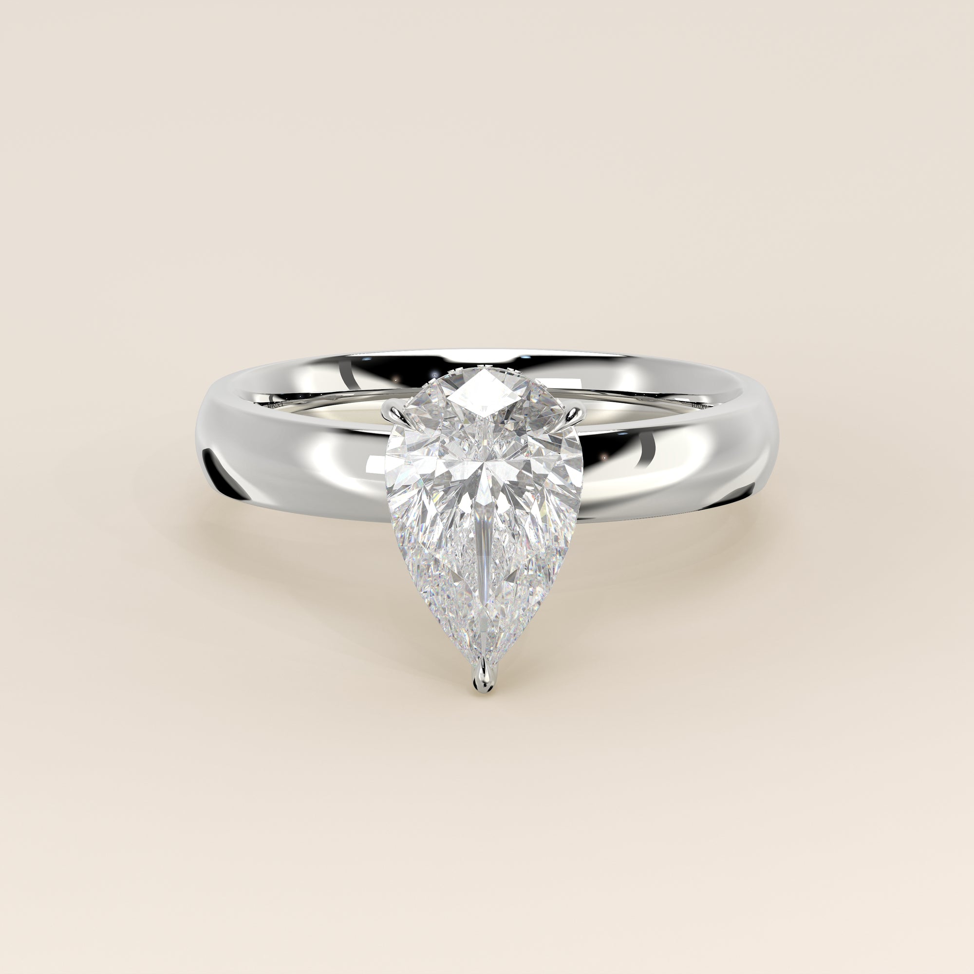 Verlovingsring peer lab grown diamant met brede band en hidden halo, witgoud