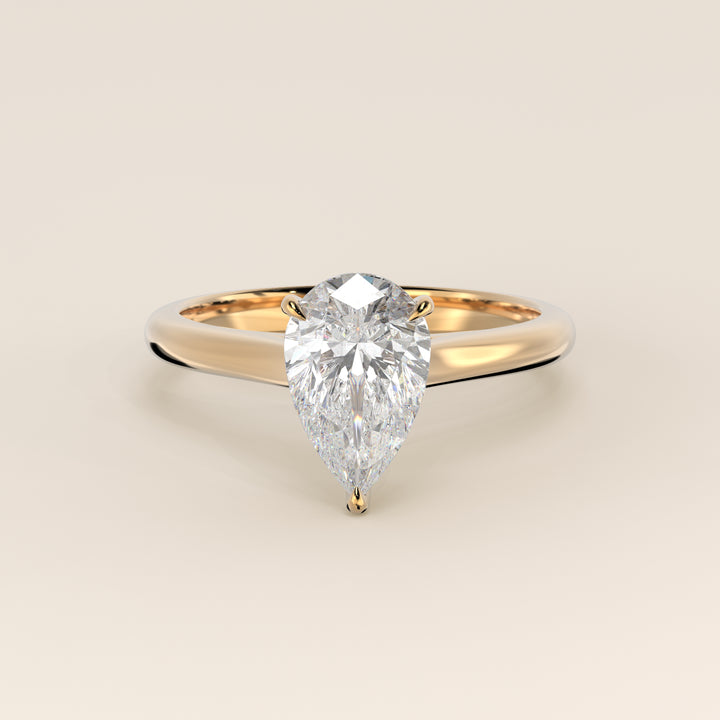 Verlovingsring peer lab grown diamant met cathedral setting, geelgoud