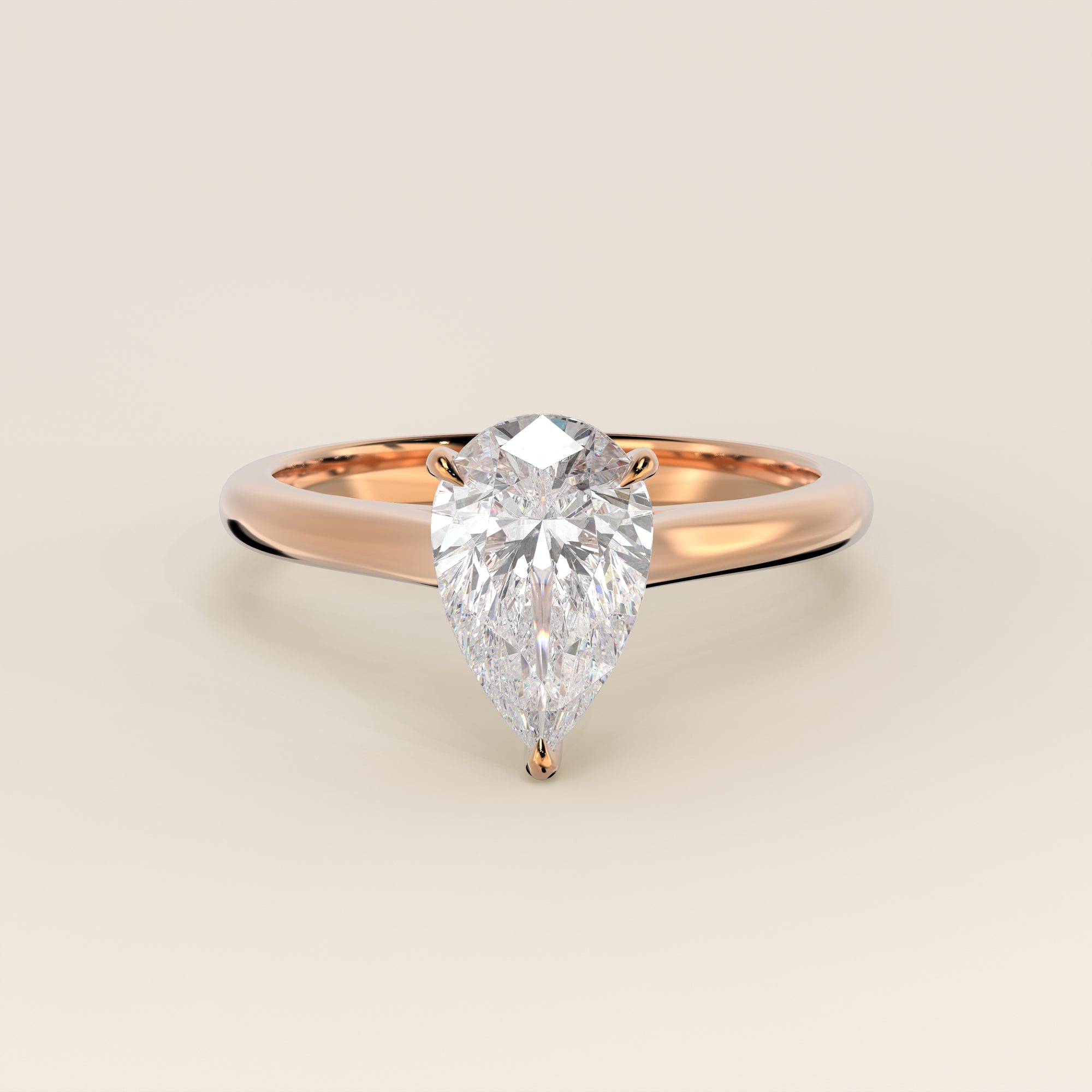 Verlovingsring peer lab grown diamant met cathedral setting, rosegoud