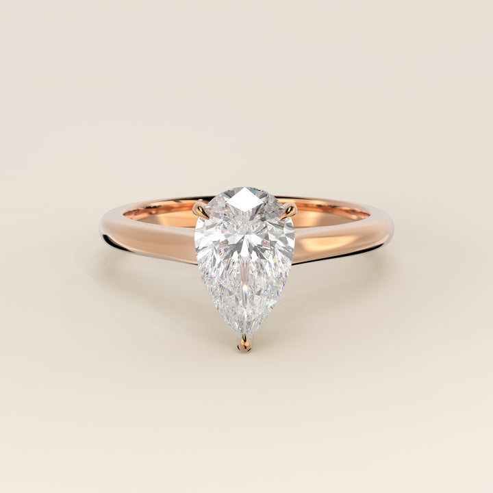 Verlovingsring peer lab grown diamant met cathedral setting, rosegoud