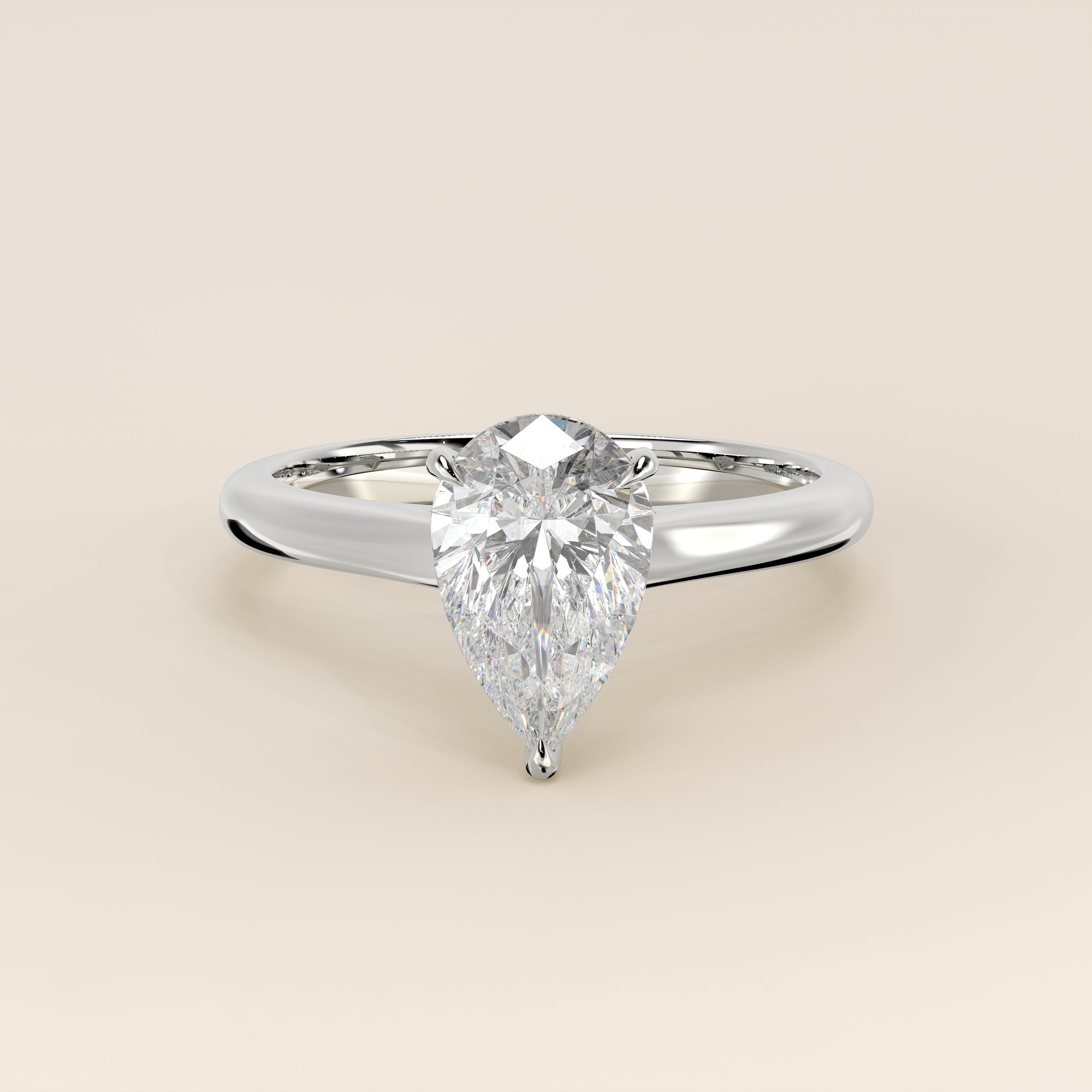 Verlovingsring peer lab grown diamant met cathedral setting, witgoud
