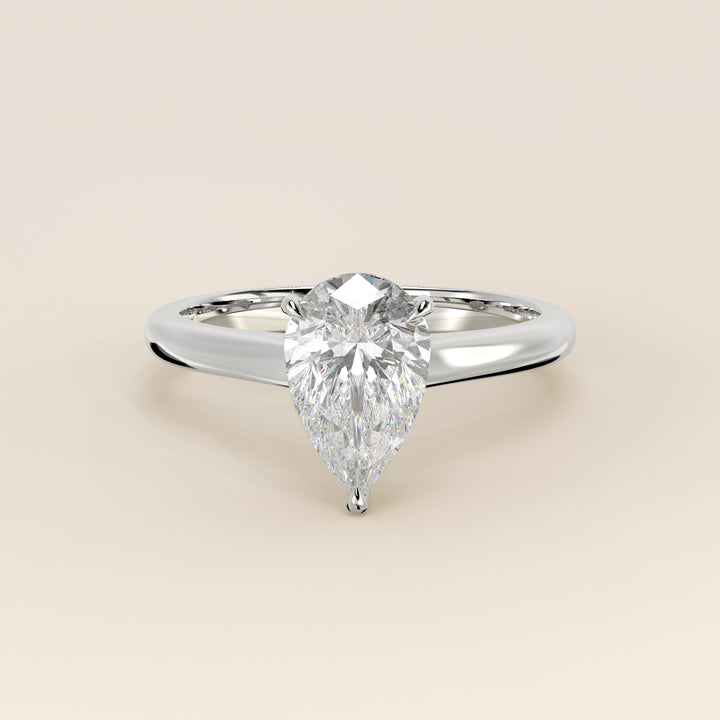 Verlovingsring peer lab grown diamant met cathedral setting, witgoud