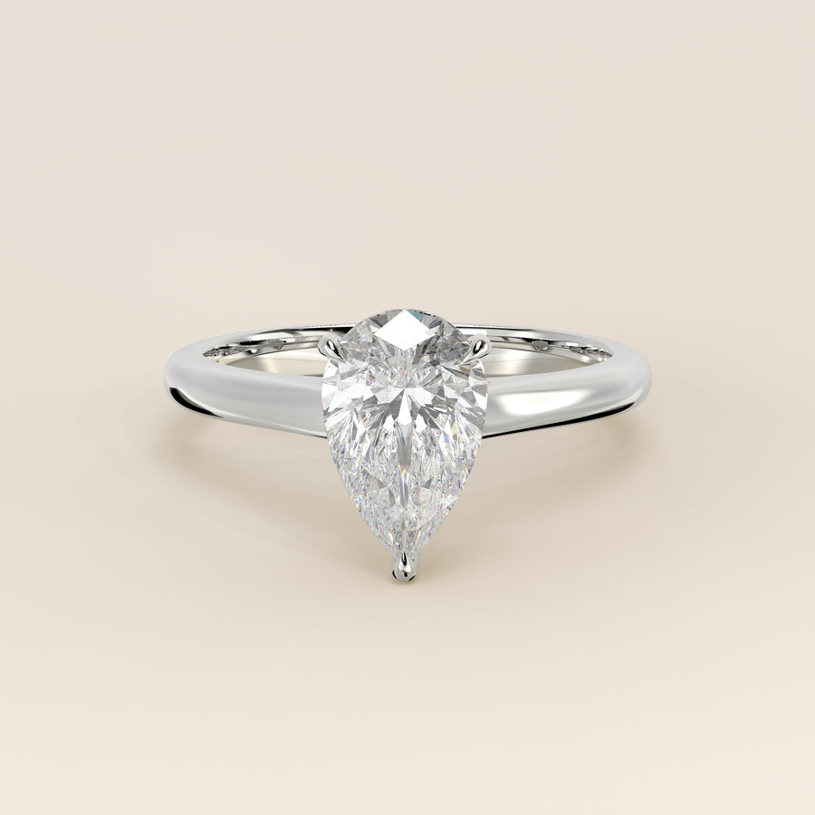 Verlovingsring peer lab grown diamant met cathedral setting, witgoud